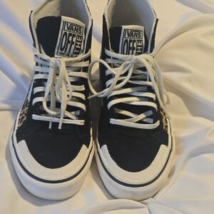 Vans Black and White Leopard High-Tops